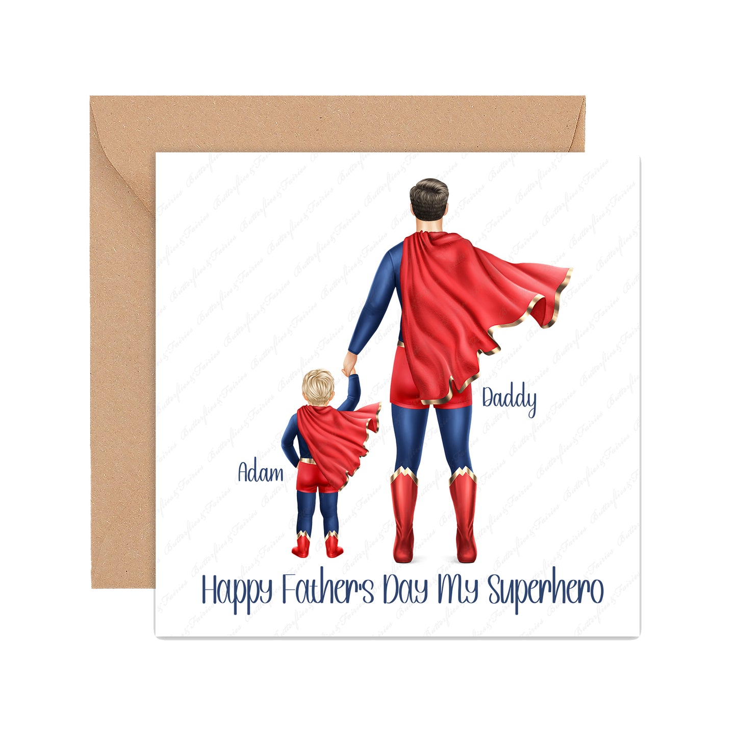 Personalised Superhero Dad & Son Father's Day Card