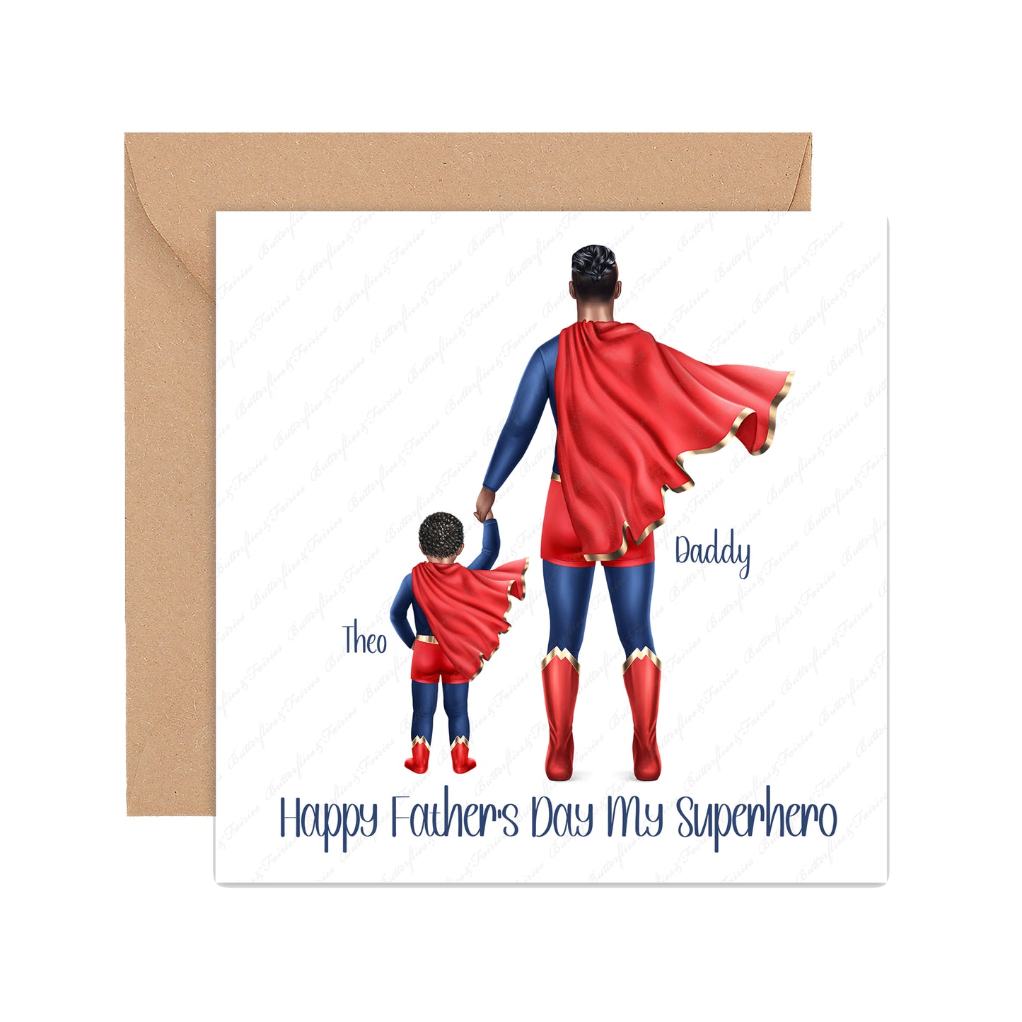 Personalised Superhero Dad & Son Father's Day Card