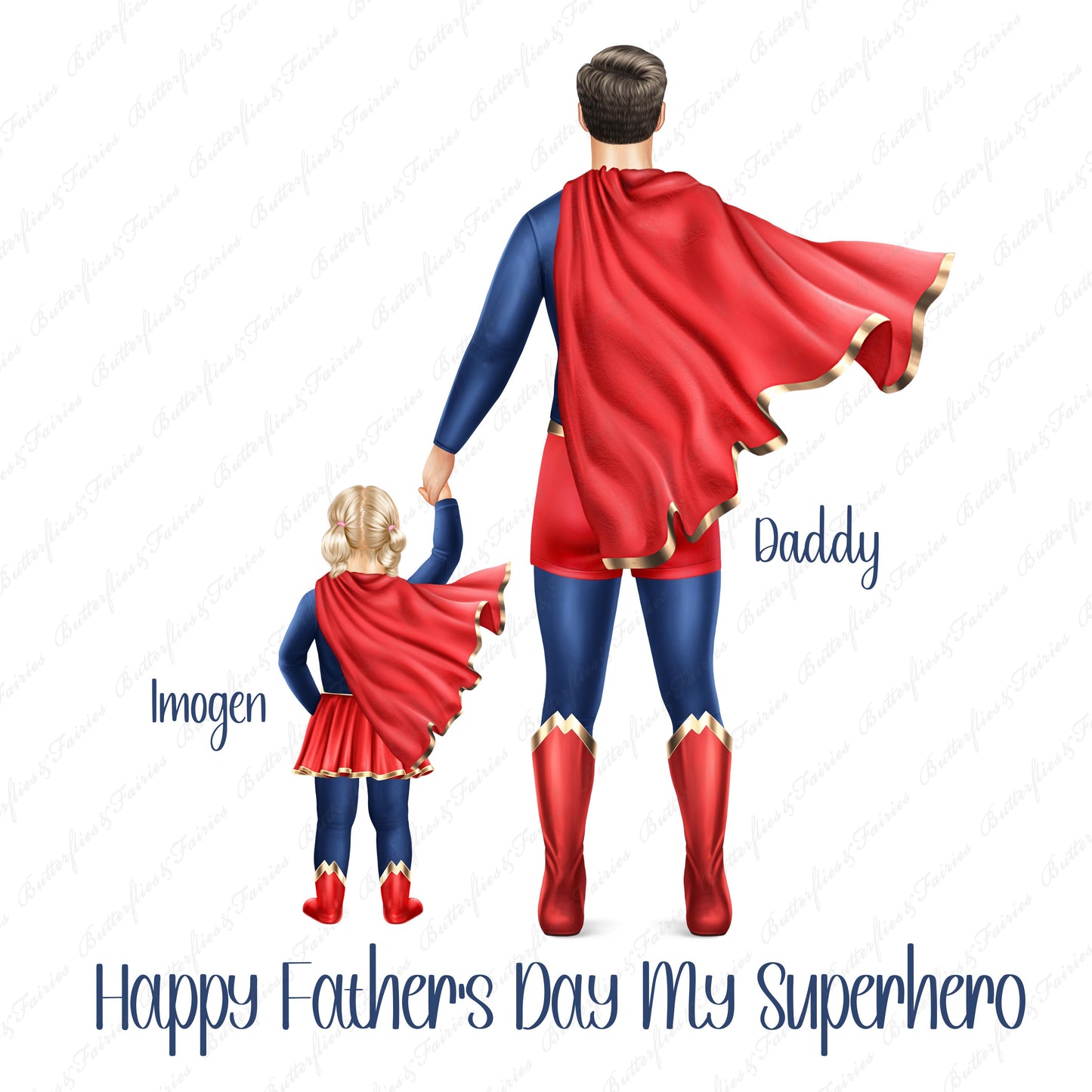 Personalised Superhero Dad & Daughter Father's Day Card