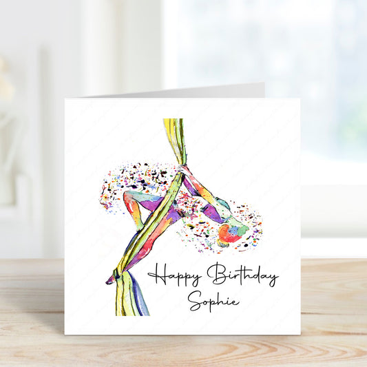 Personalised Aerial Silk Gymnast Dancer Birthday Card