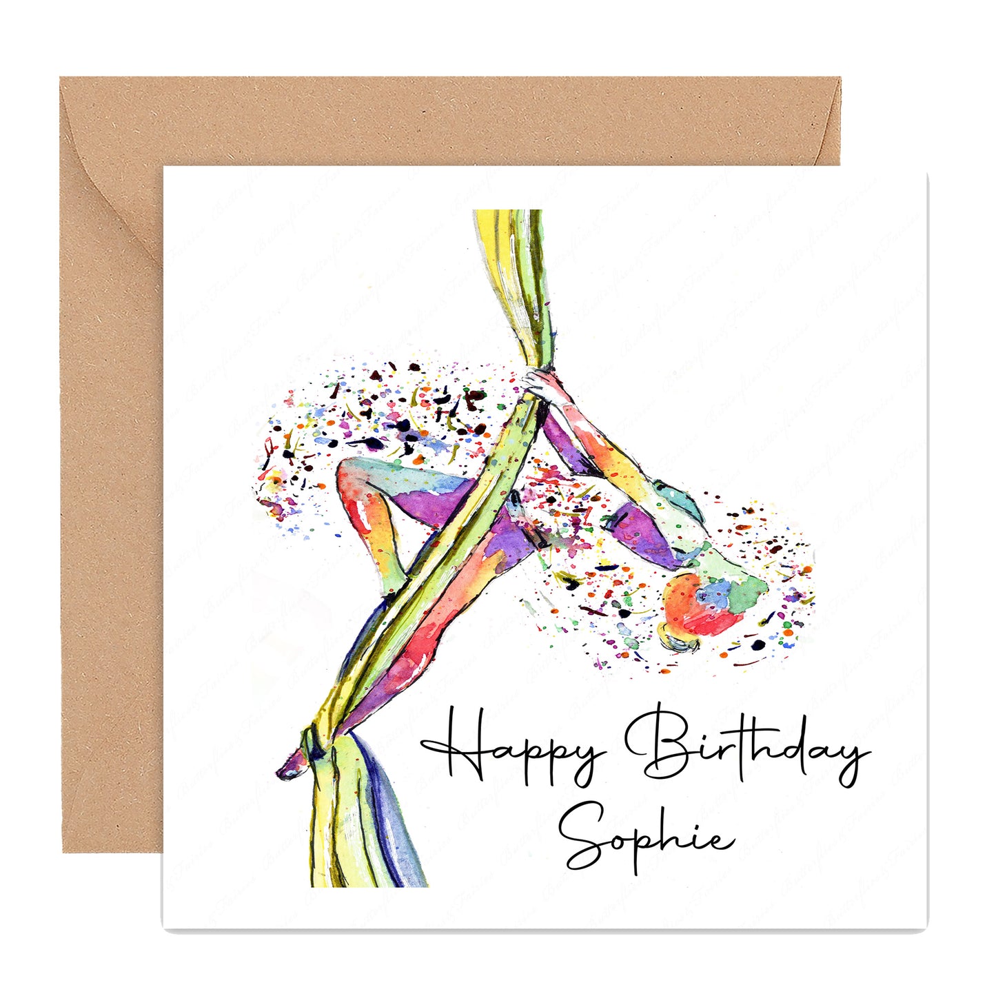 Personalised Aerial Silk Gymnast Dancer Birthday Card