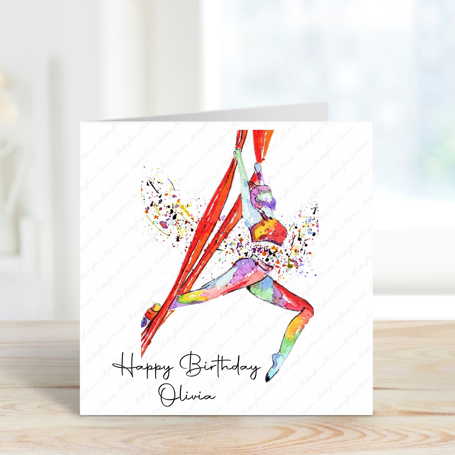 Personalised Aerial Silk Gymnast Dancer Birthday Card