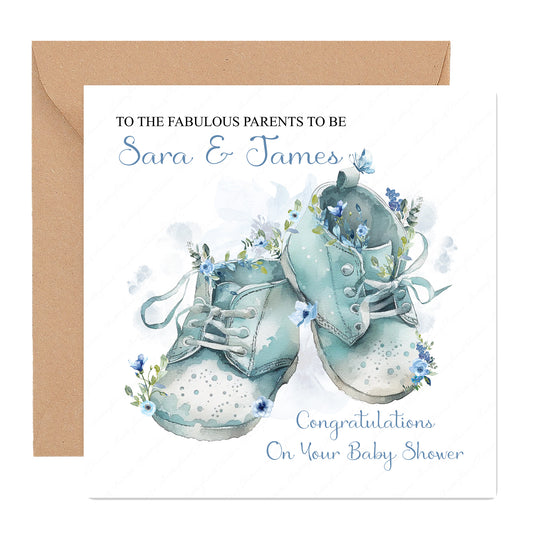 Personalised Blue New Parents Baby Shower Card