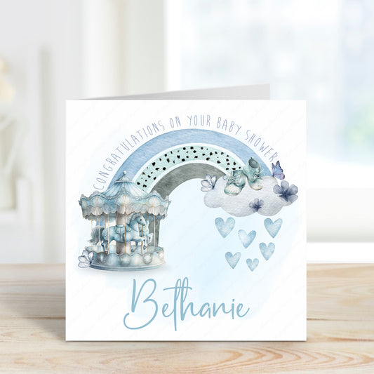 Personalised Blue Baby Shower Card