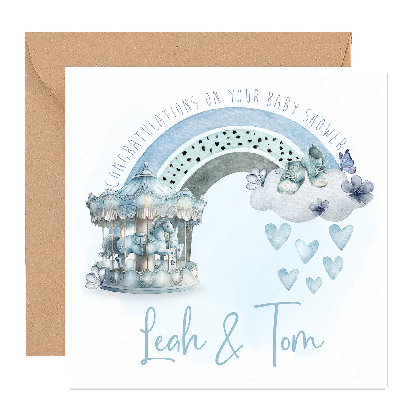 Personalised Blue Baby Shower Card
