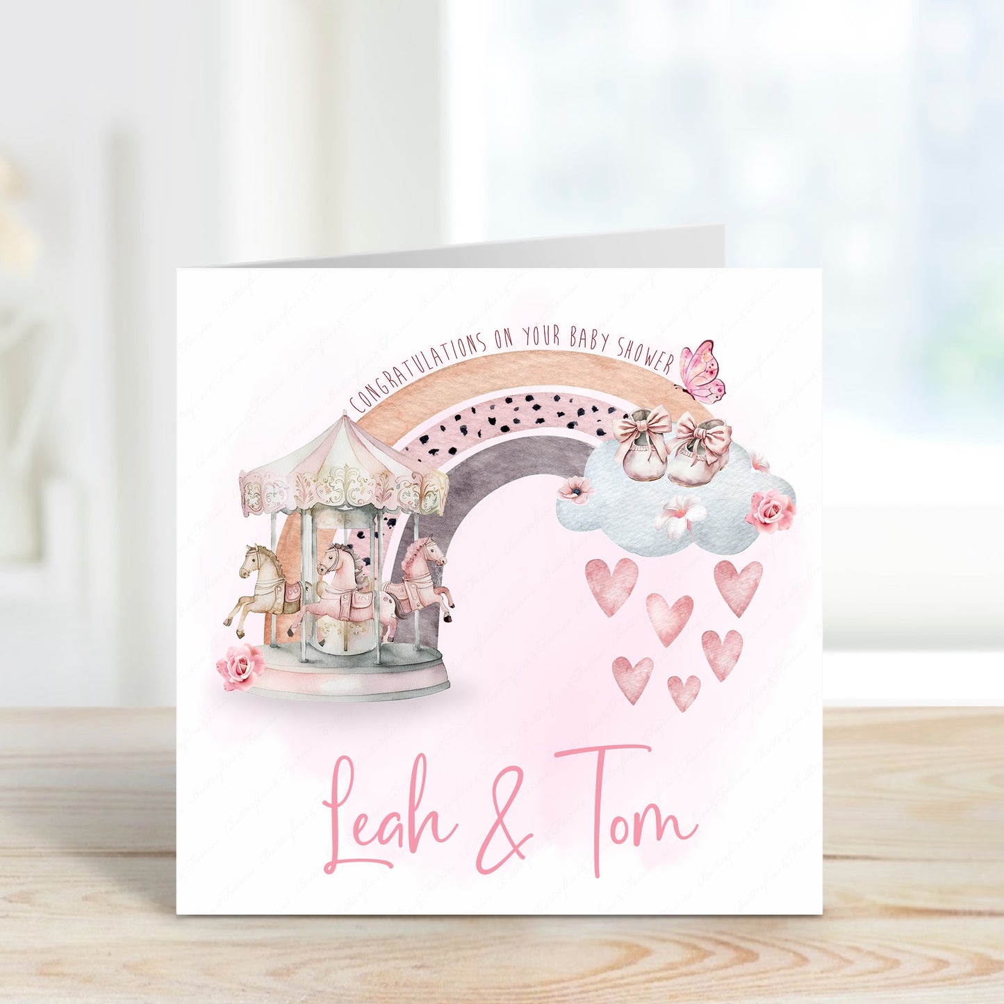Personalised Pink Baby Shower Card