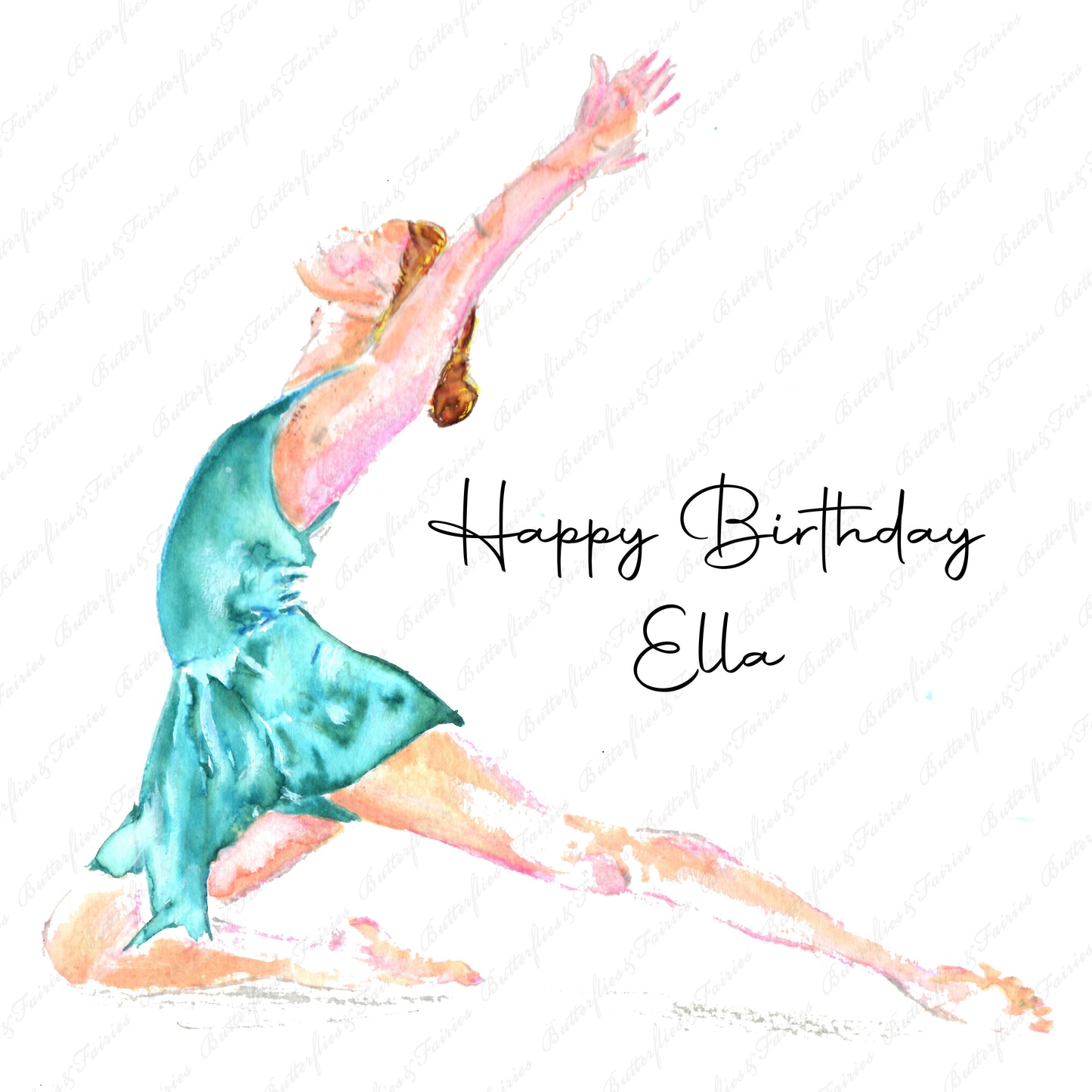 Personalised Watercolour Contemporary Dancer Birthday Card