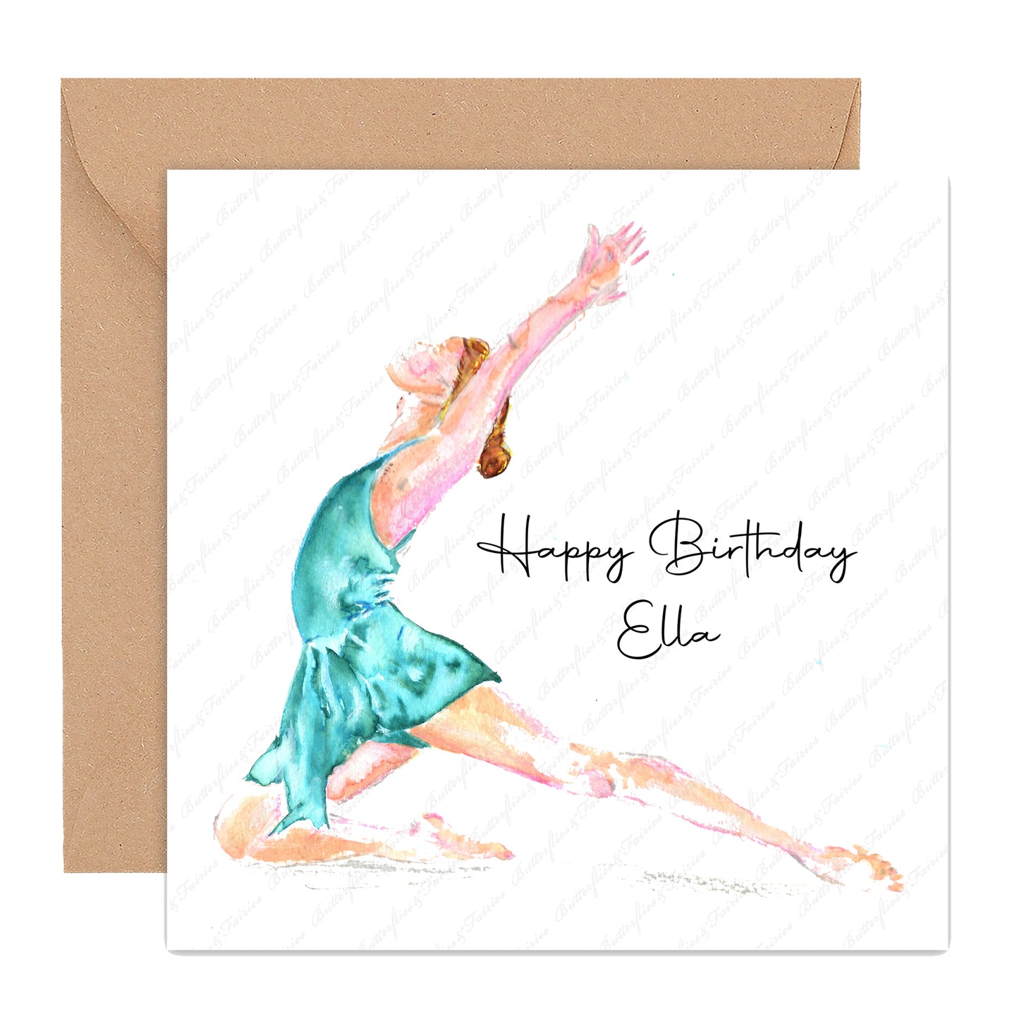 Personalised Watercolour Contemporary Dancer Birthday Card