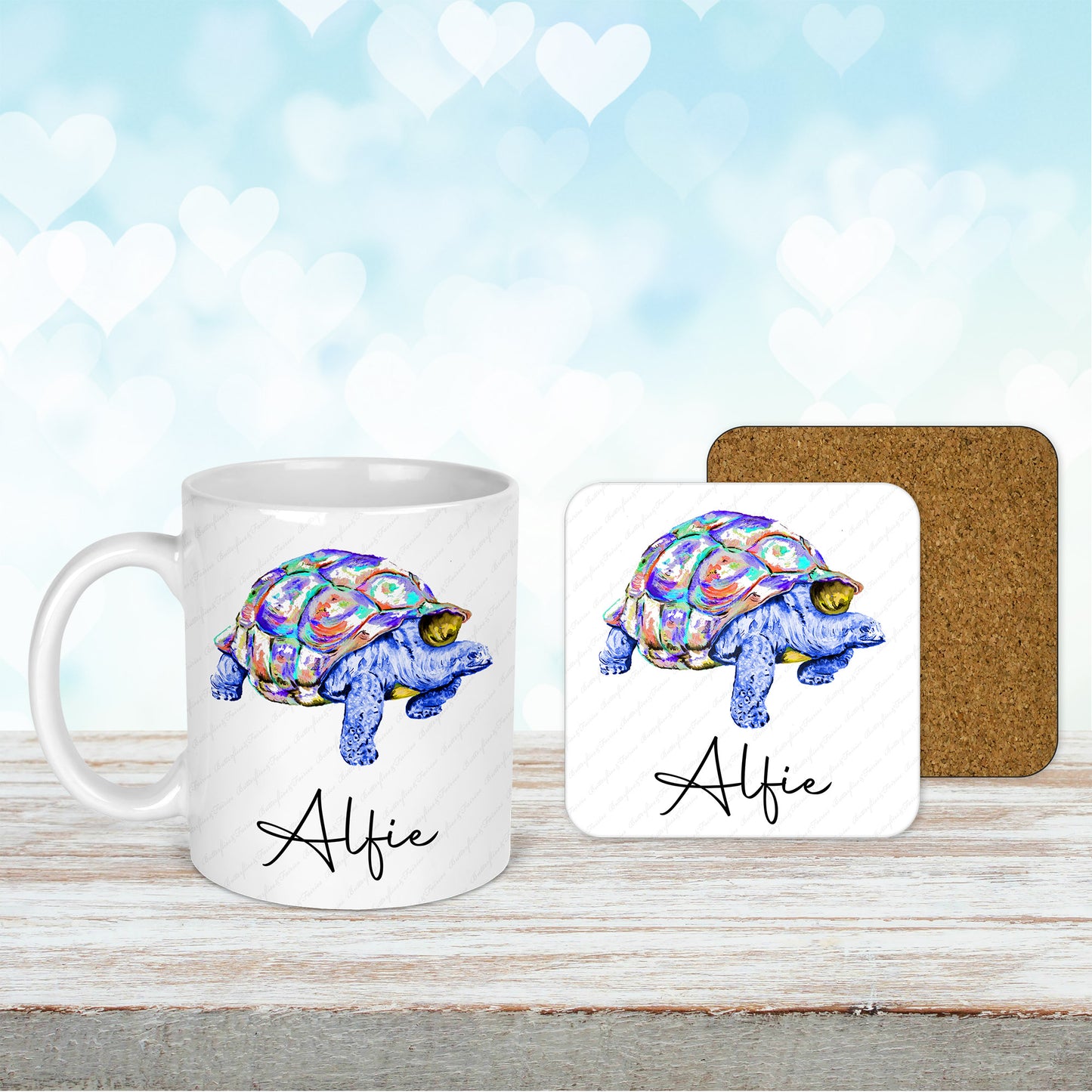Personalised Tortoise Mug and Coaster Set
