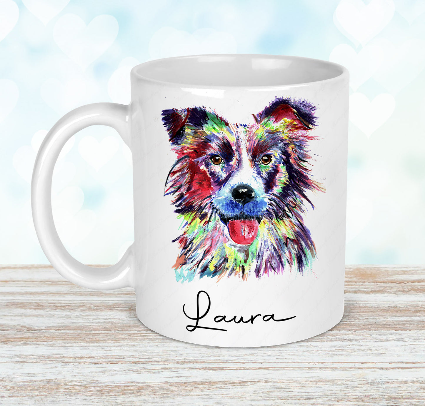 Personalised Border Collie Dog Mug and Coaster Set