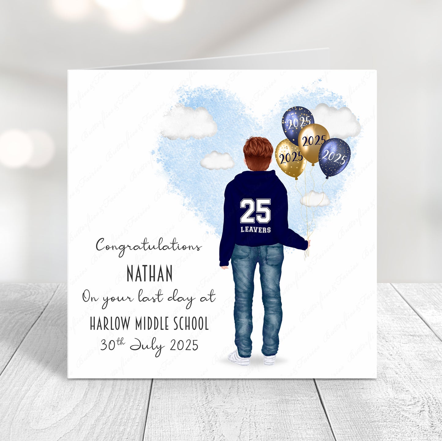 Personalised School Leaver Hoodie Card for Year 6, P7, Year 11 and S4 Leavers