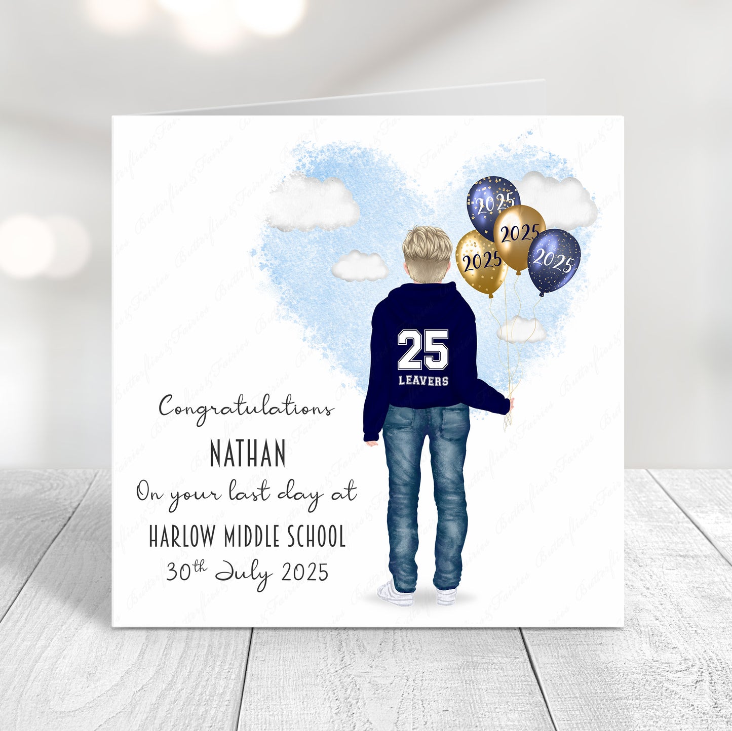 Personalised School Leaver Hoodie Card for Year 6, P7, Year 11 and S4 Leavers