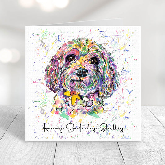 Personalised Cavapoo Dog Birthday Card