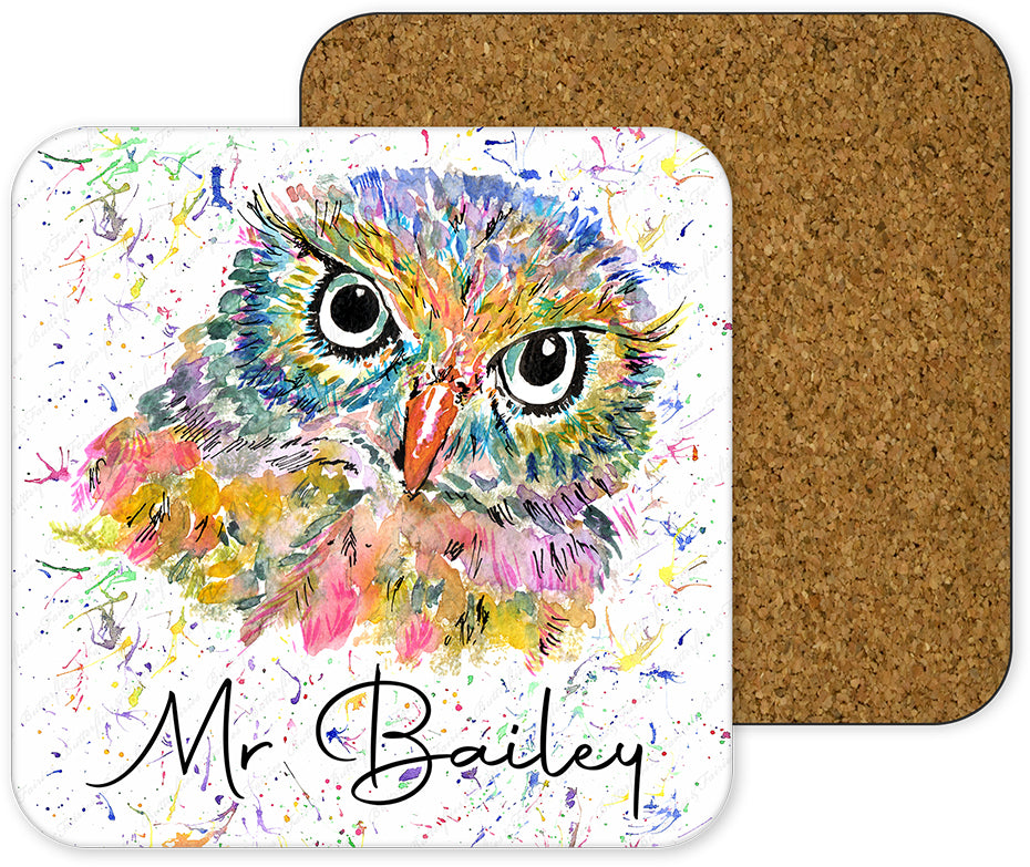 Personalised Owl Thank You Mug & Coaster Set for a Teacher