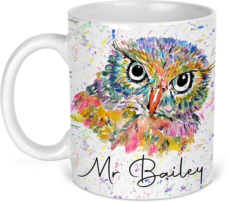 Personalised Owl Thank You Mug & Coaster Set for a Teacher