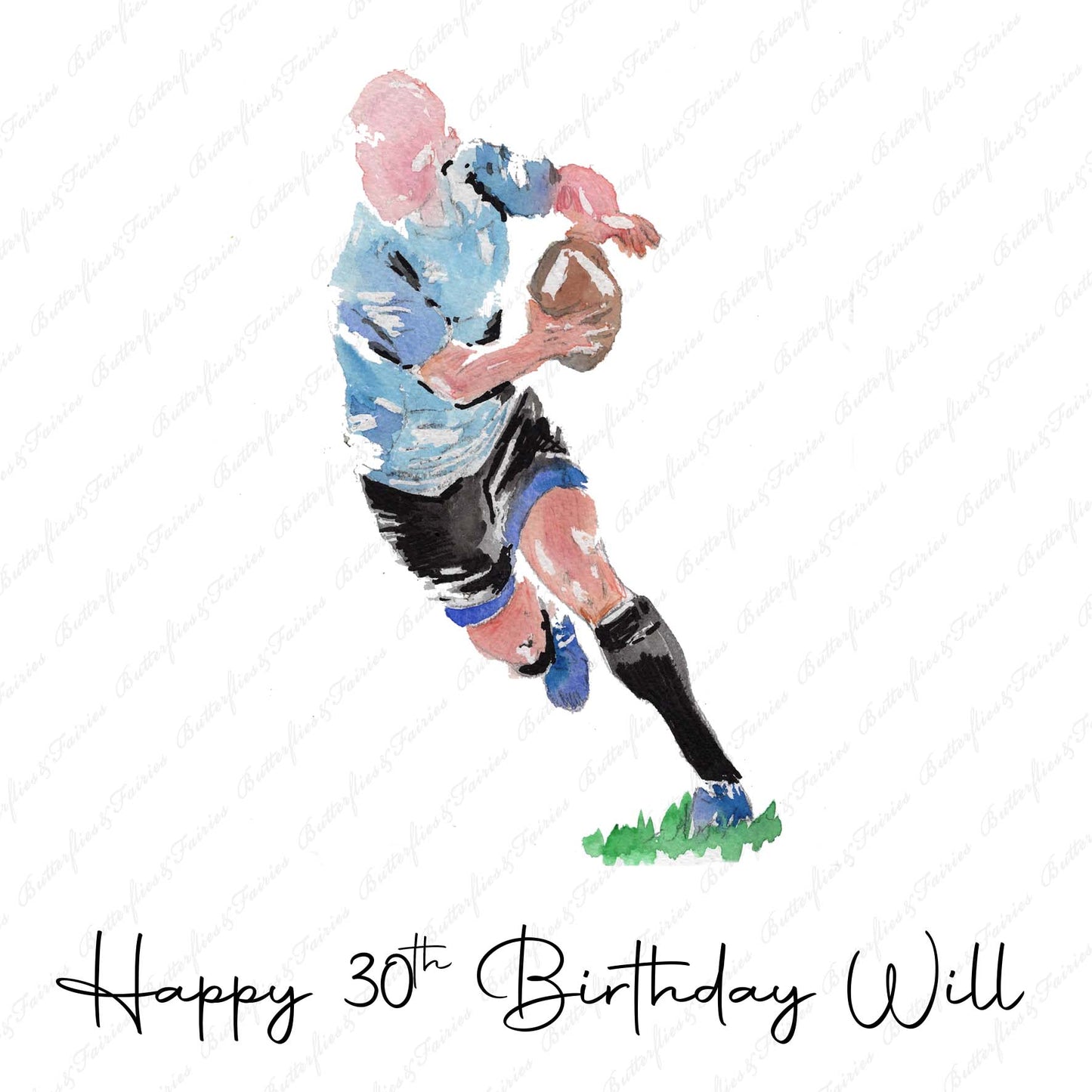 Personalised Rugby Player Birthday Card