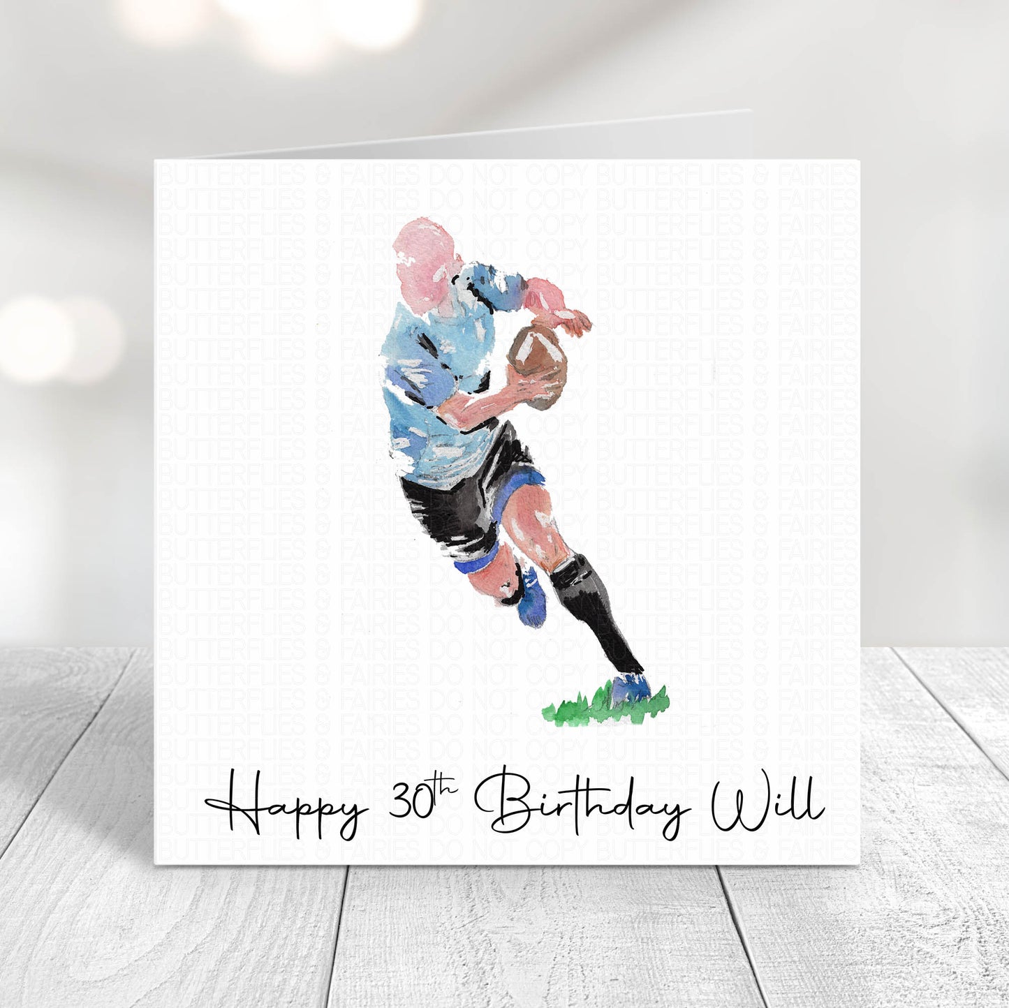 Personalised Rugby Player Birthday Card