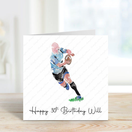 Personalised Rugby Player Birthday Card
