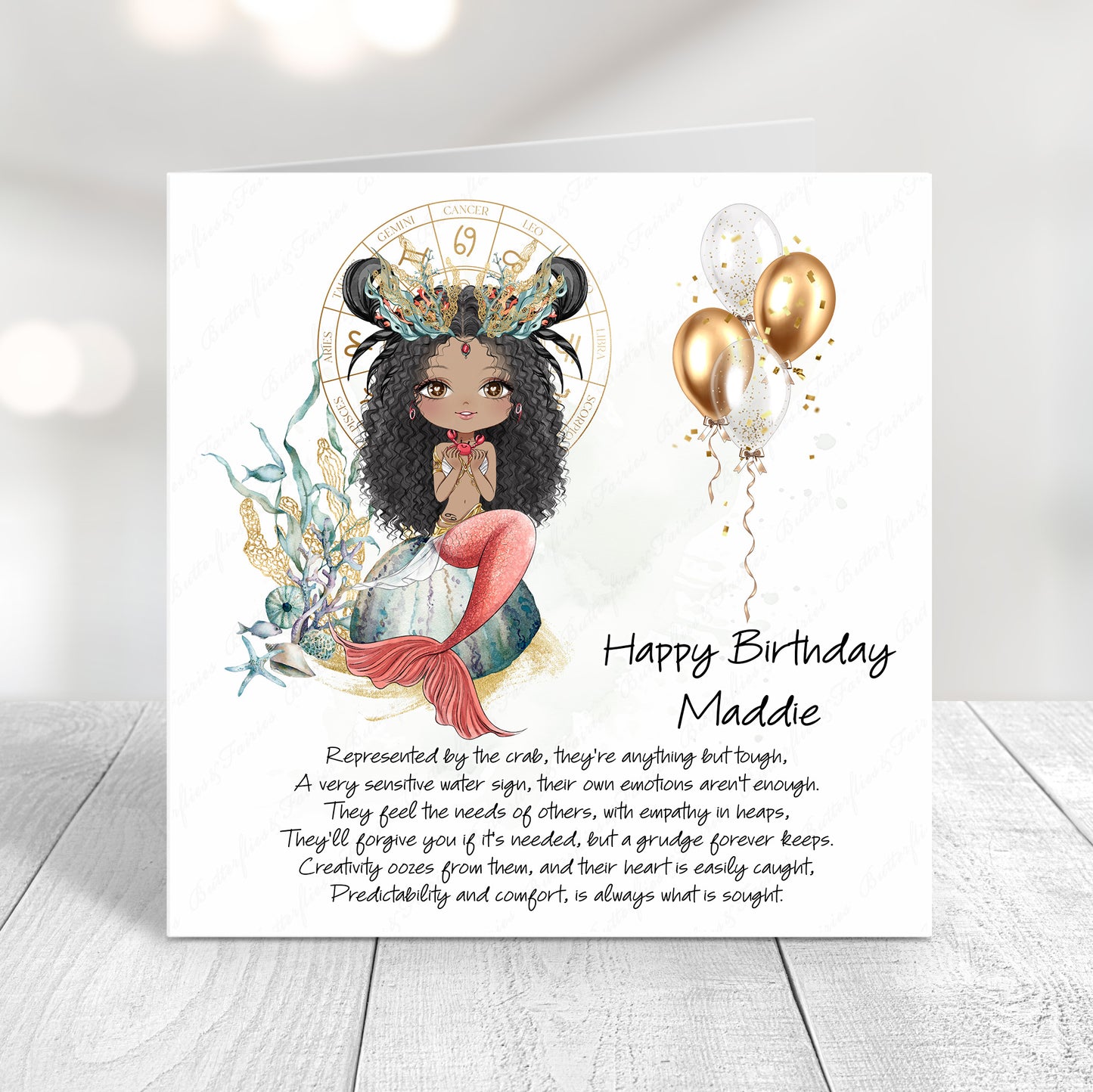Personalised Cancer Zodiac Birthday Card – Astrology Star Sign Card – Water Sign Birthday Card