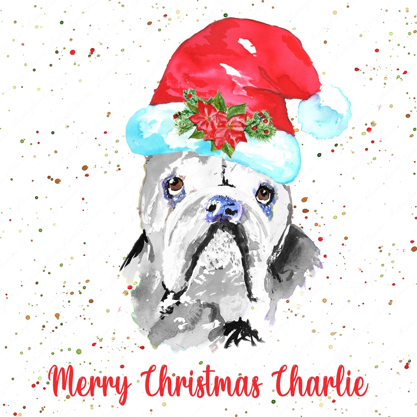 Personalised Bulldog Christmas Card