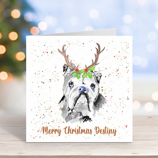 Personalised Bulldog Christmas Card