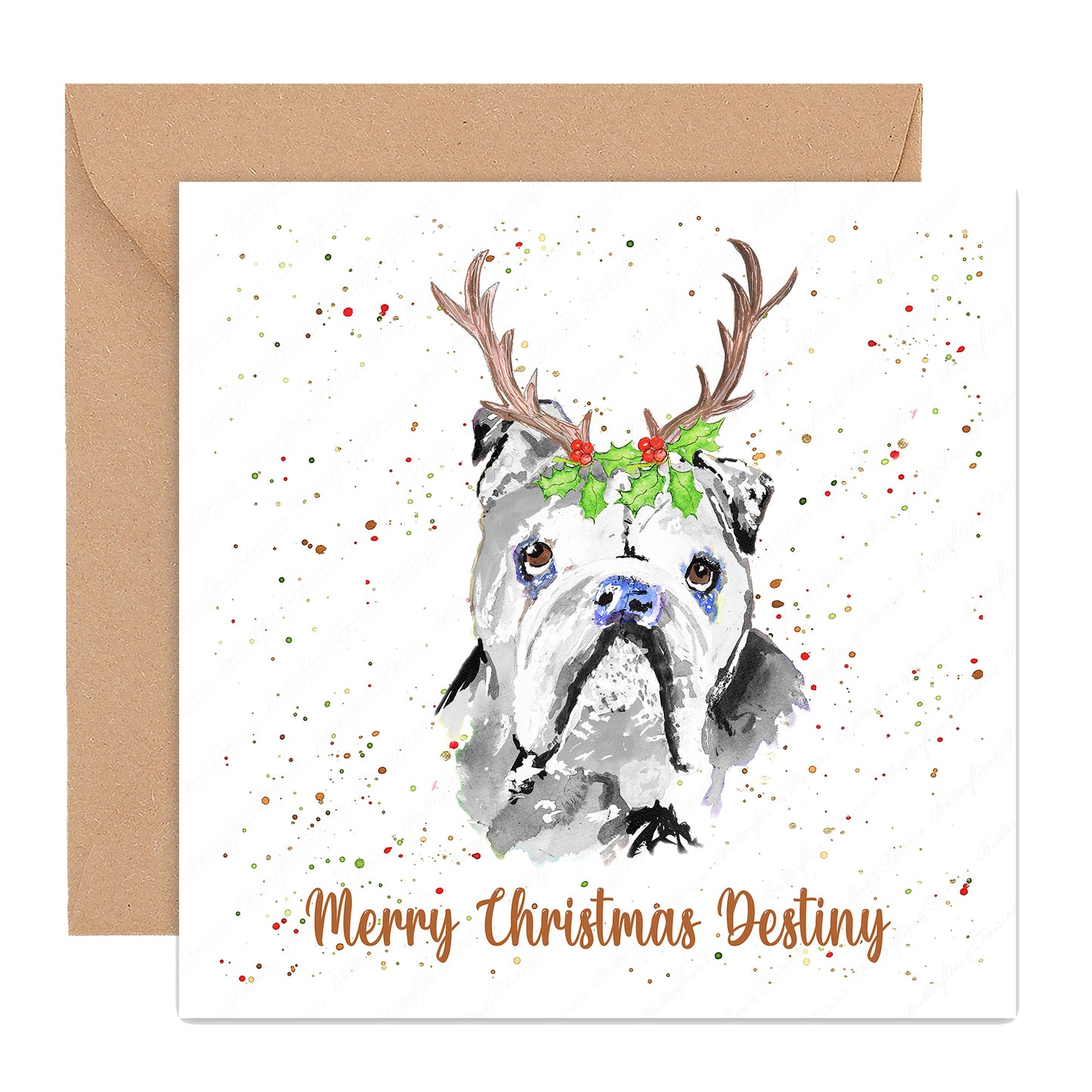 Personalised Bulldog Christmas Card