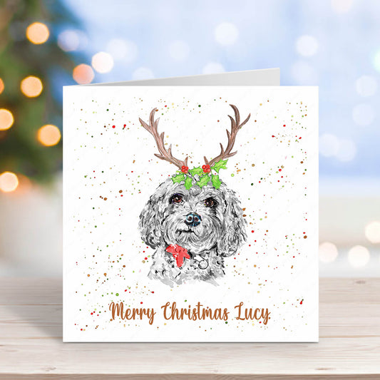 Personalised Cavapoo Dog Christmas Card