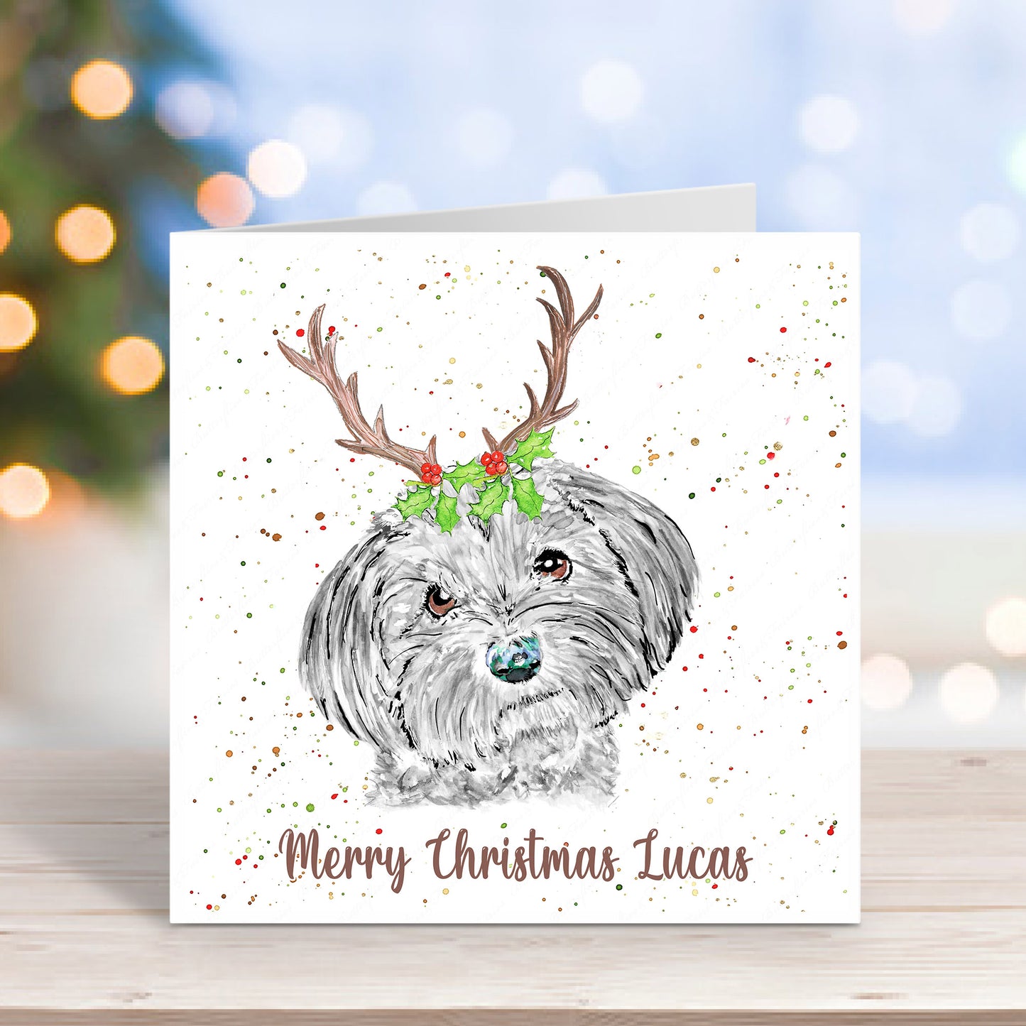 Personalised Havanese Dog Christmas Card