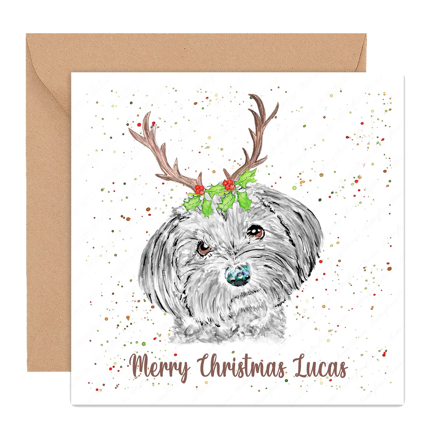 Personalised Havanese Dog Christmas Card