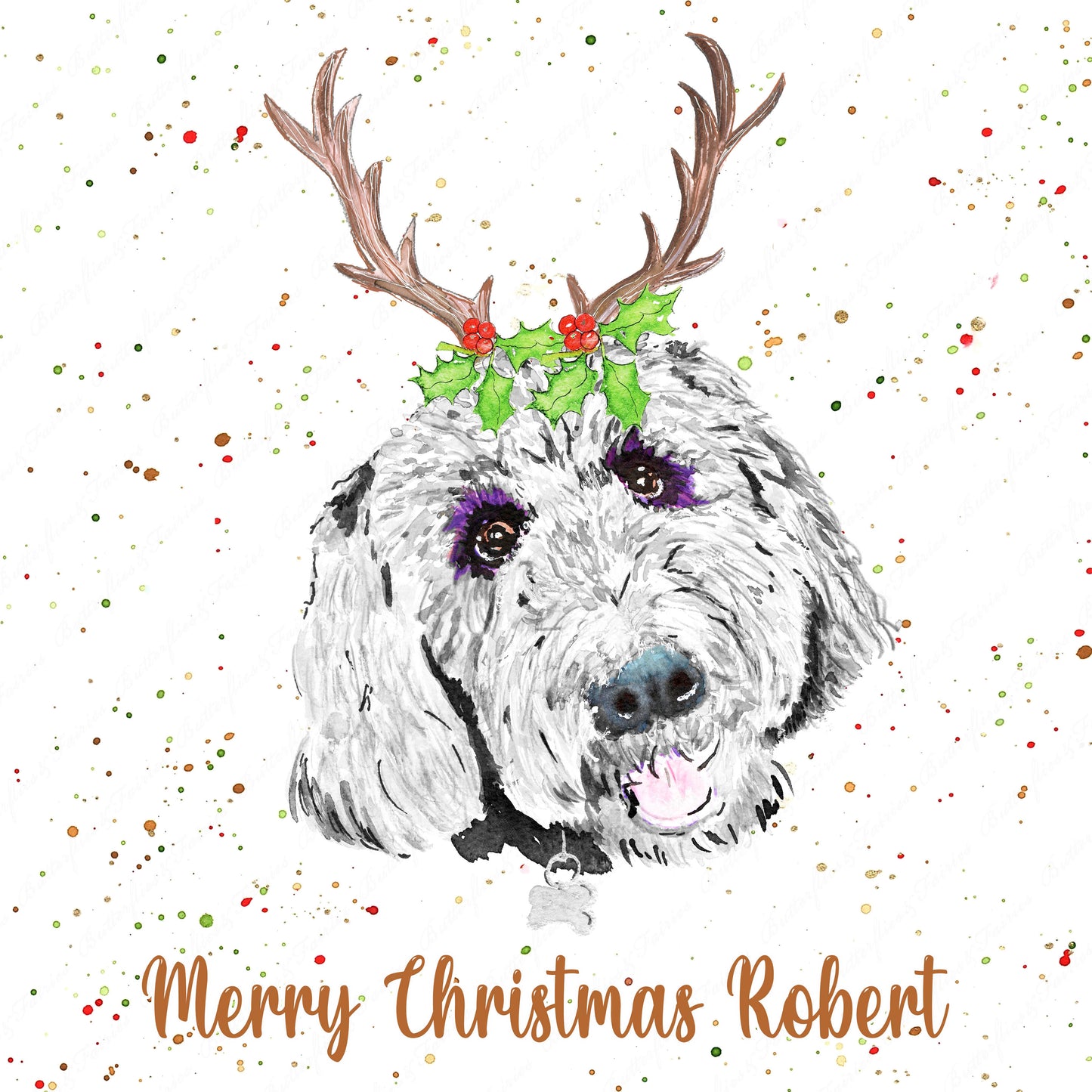 Personalised Labradoodle Dog Christmas Card