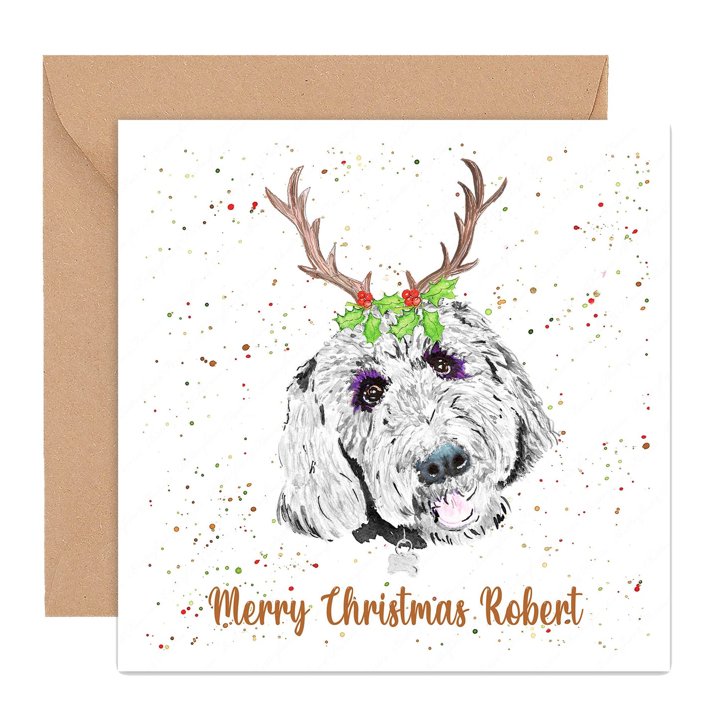 Personalised Labradoodle Dog Christmas Card