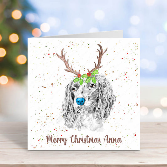 Personalised Spaniel Dog Christmas Card