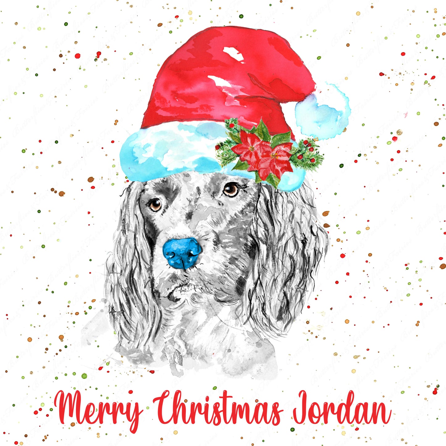 Personalised Spaniel Dog Christmas Card