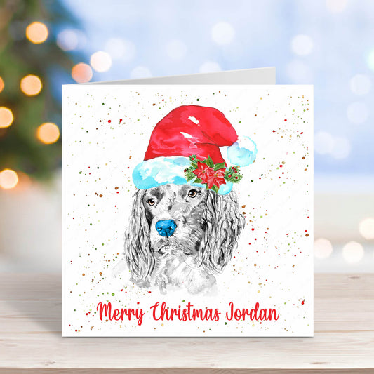 Personalised Spaniel Dog Christmas Card