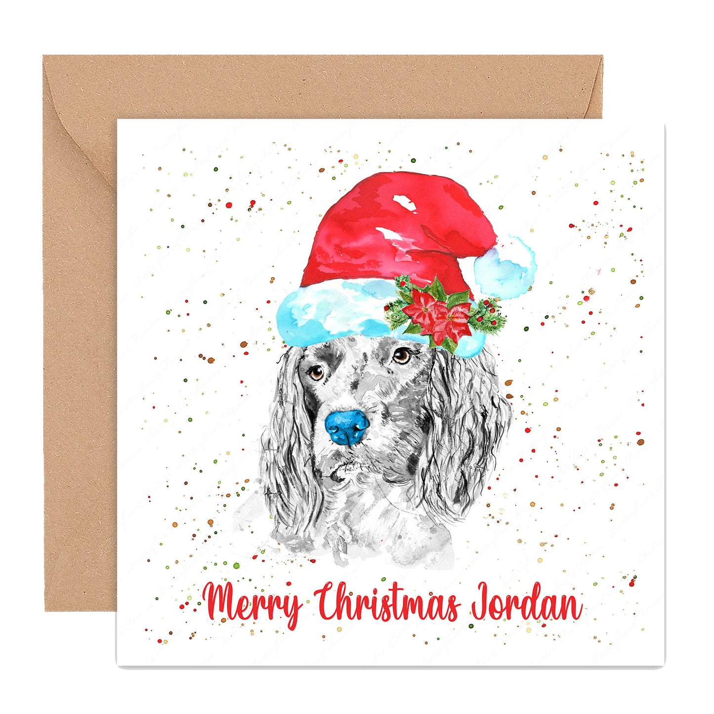 Personalised Spaniel Dog Christmas Card