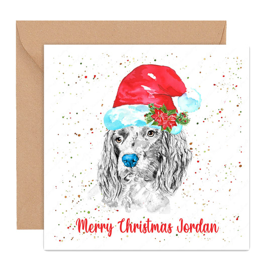 Personalised Spaniel Dog Christmas Card