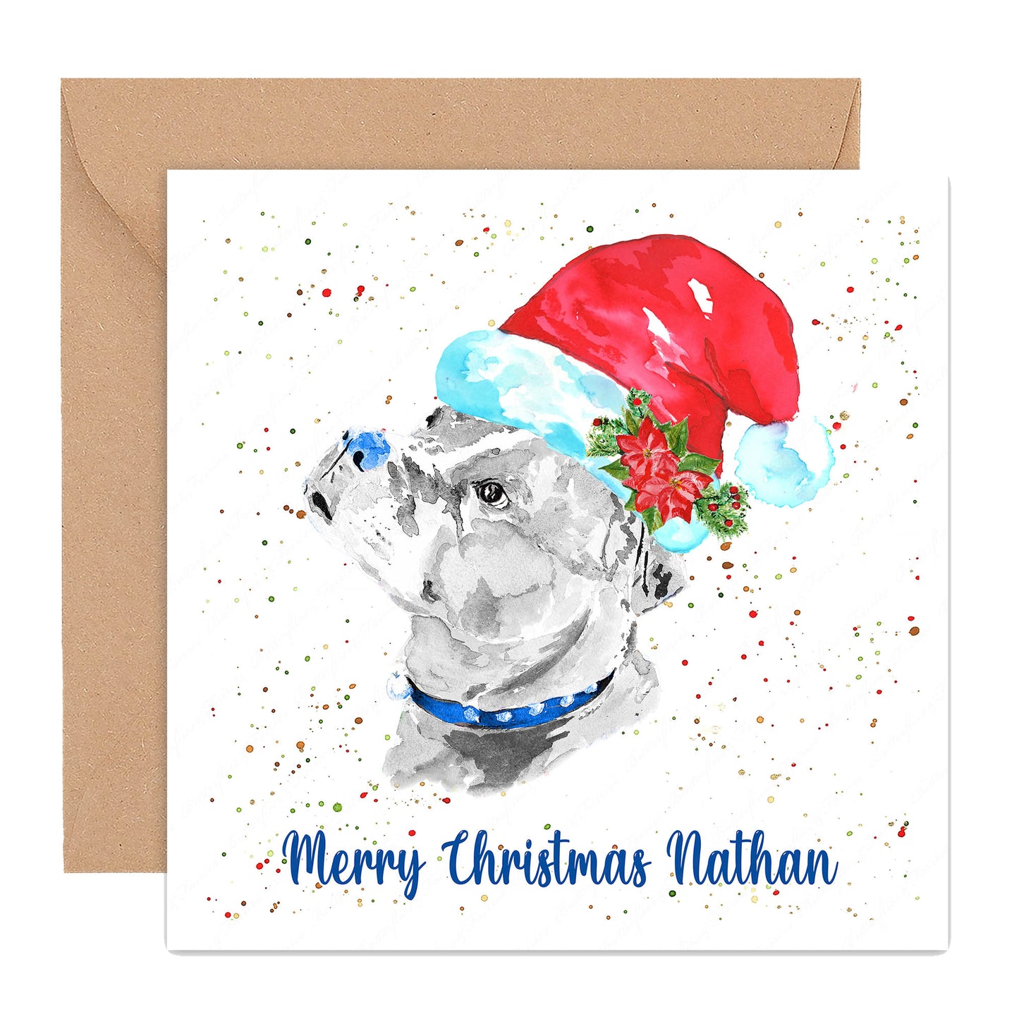Personalised Staffordshire Bull Terrier Staffie Dog Christmas Card