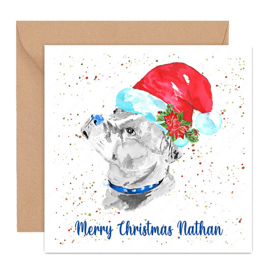 Personalised Staffordshire Bull Terrier Staffie Dog Christmas Card