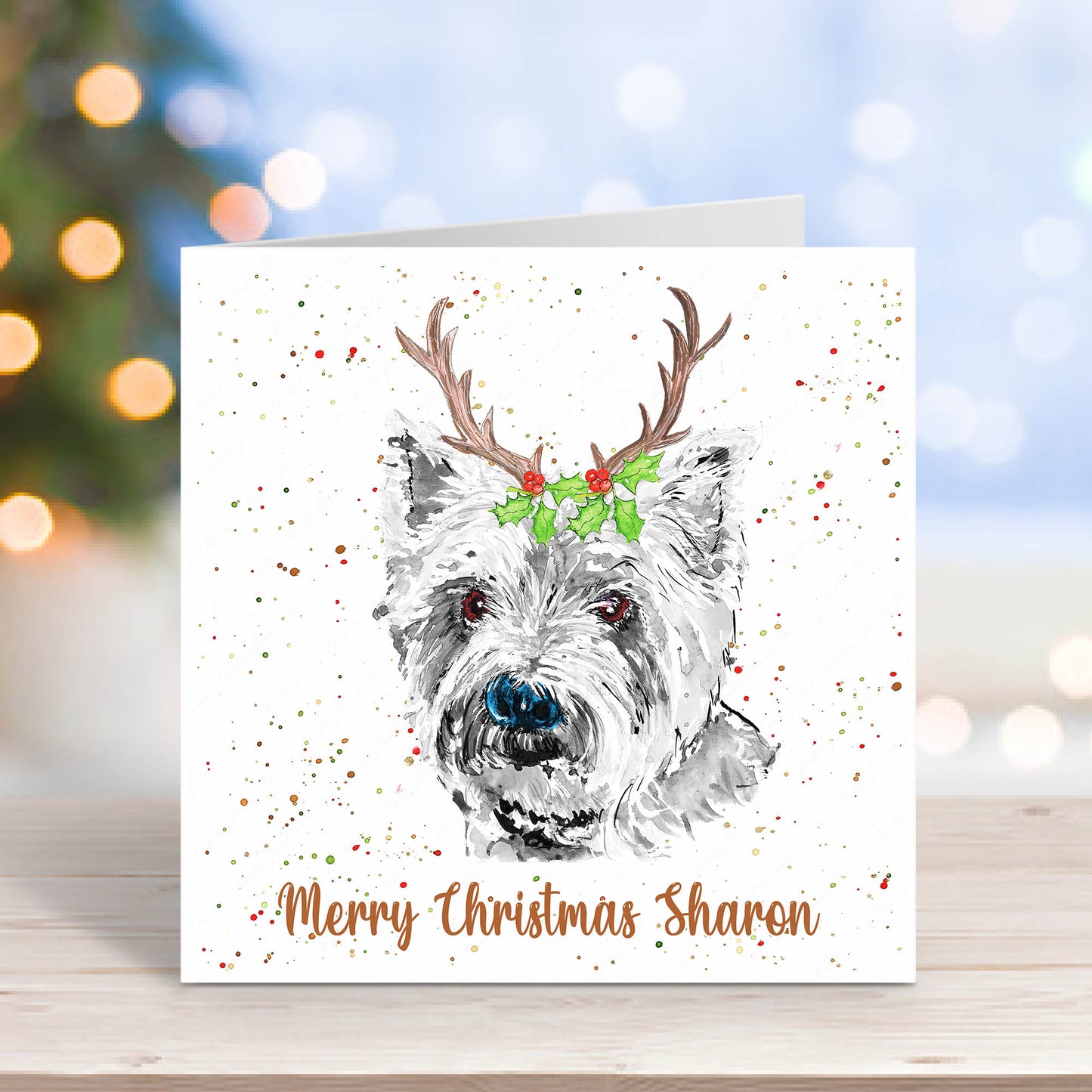 Personalised Westie West Highland Terrier Dog Christmas Card