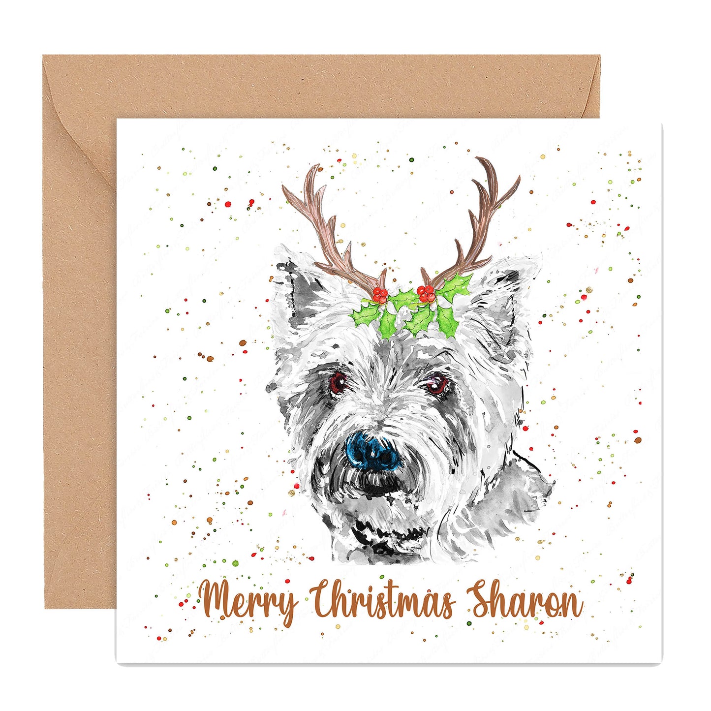 Personalised Westie West Highland Terrier Dog Christmas Card