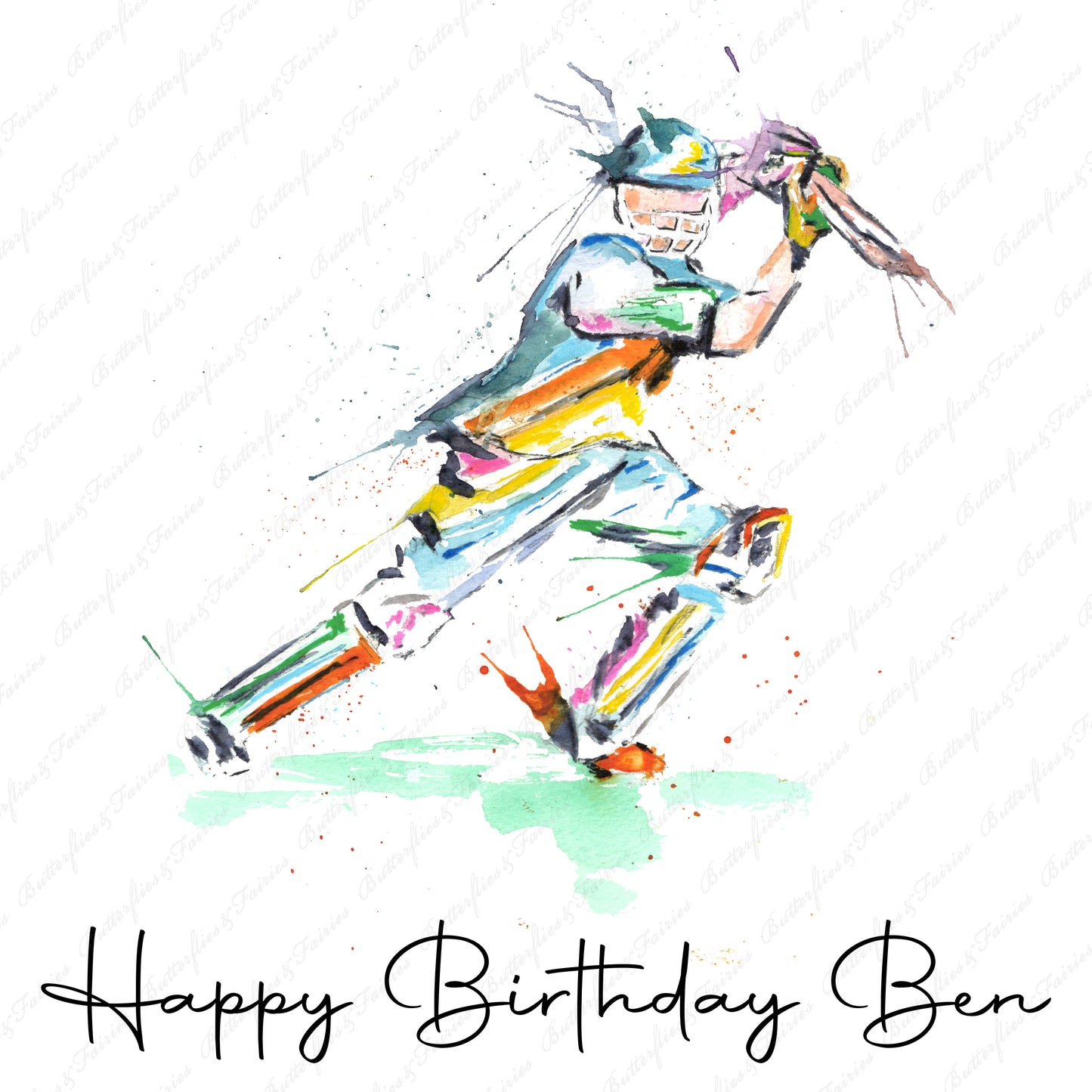 Personalised Cricketer Birthday Card