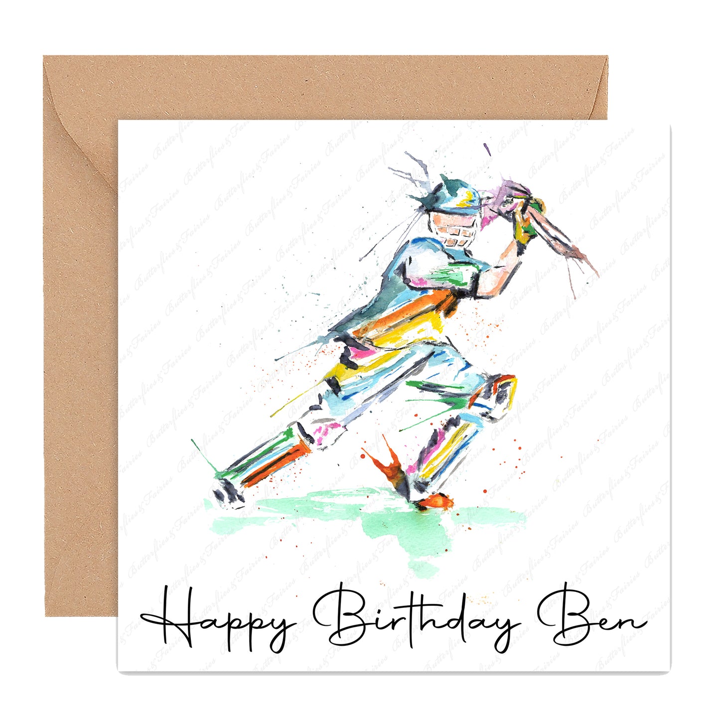 Personalised Cricketer Birthday Card