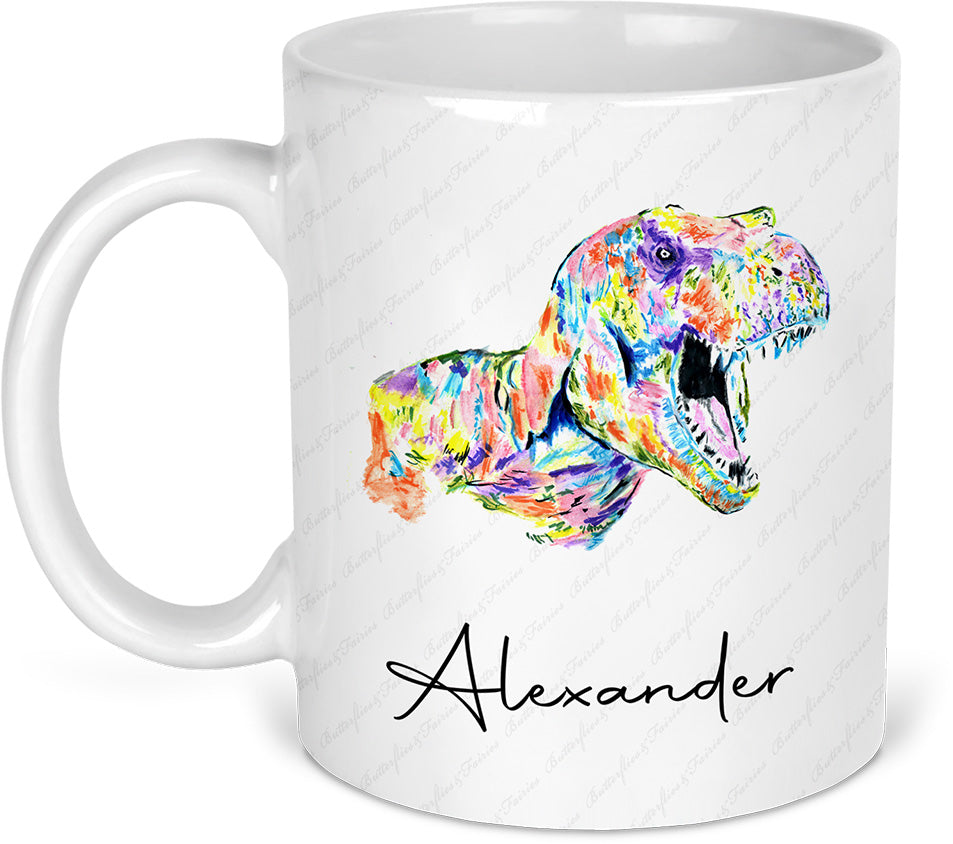 Personalised T-Rex Dinosaur Mug and Coaster Set