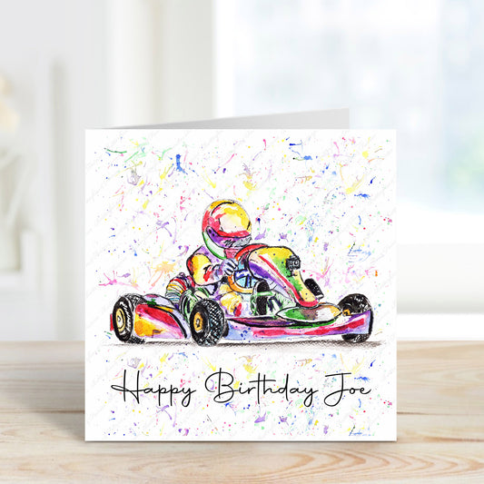 Personalised Go Kart Birthday Card