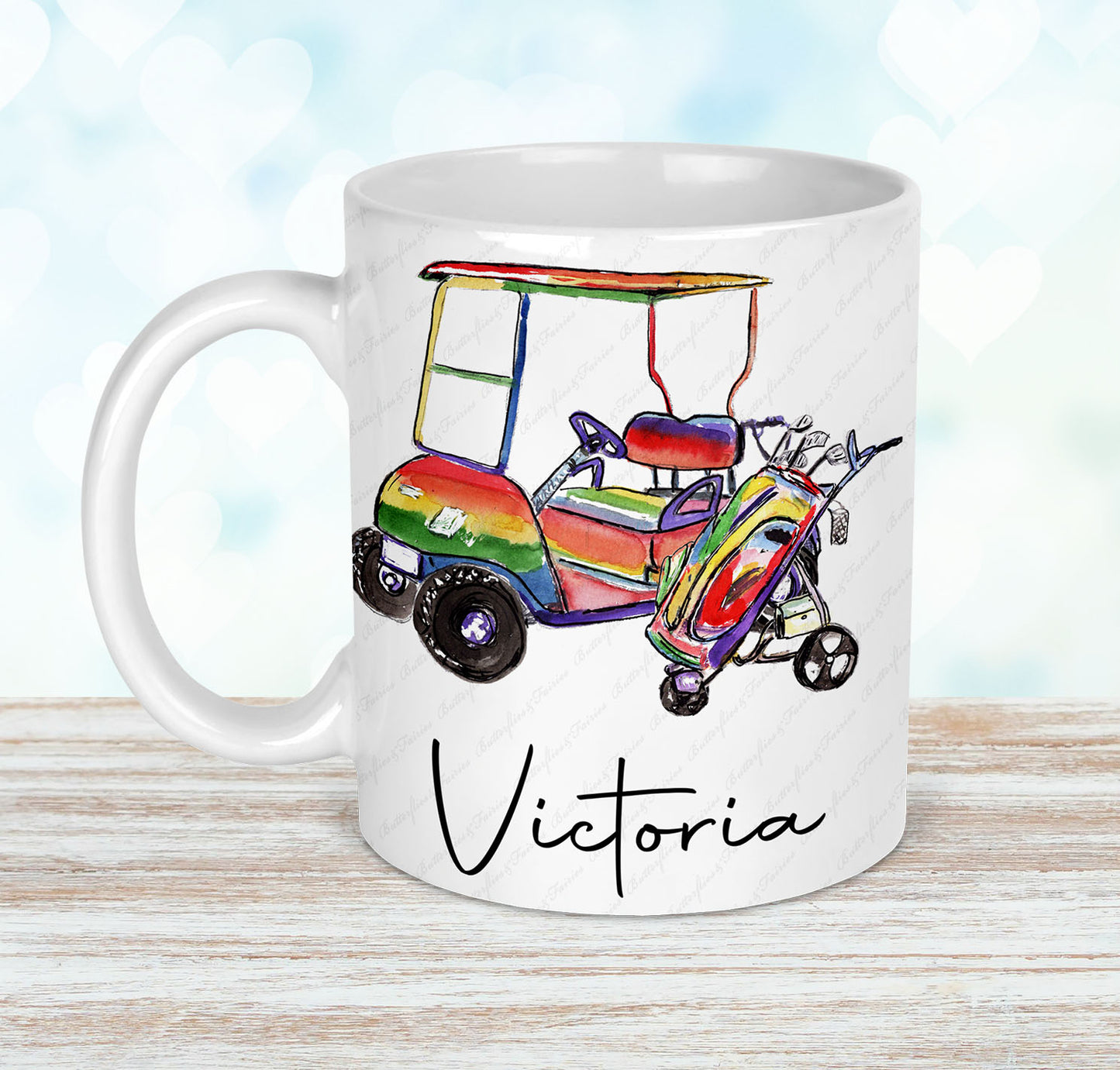 Personalised Watercolour Golf Mug and Coaster Set
