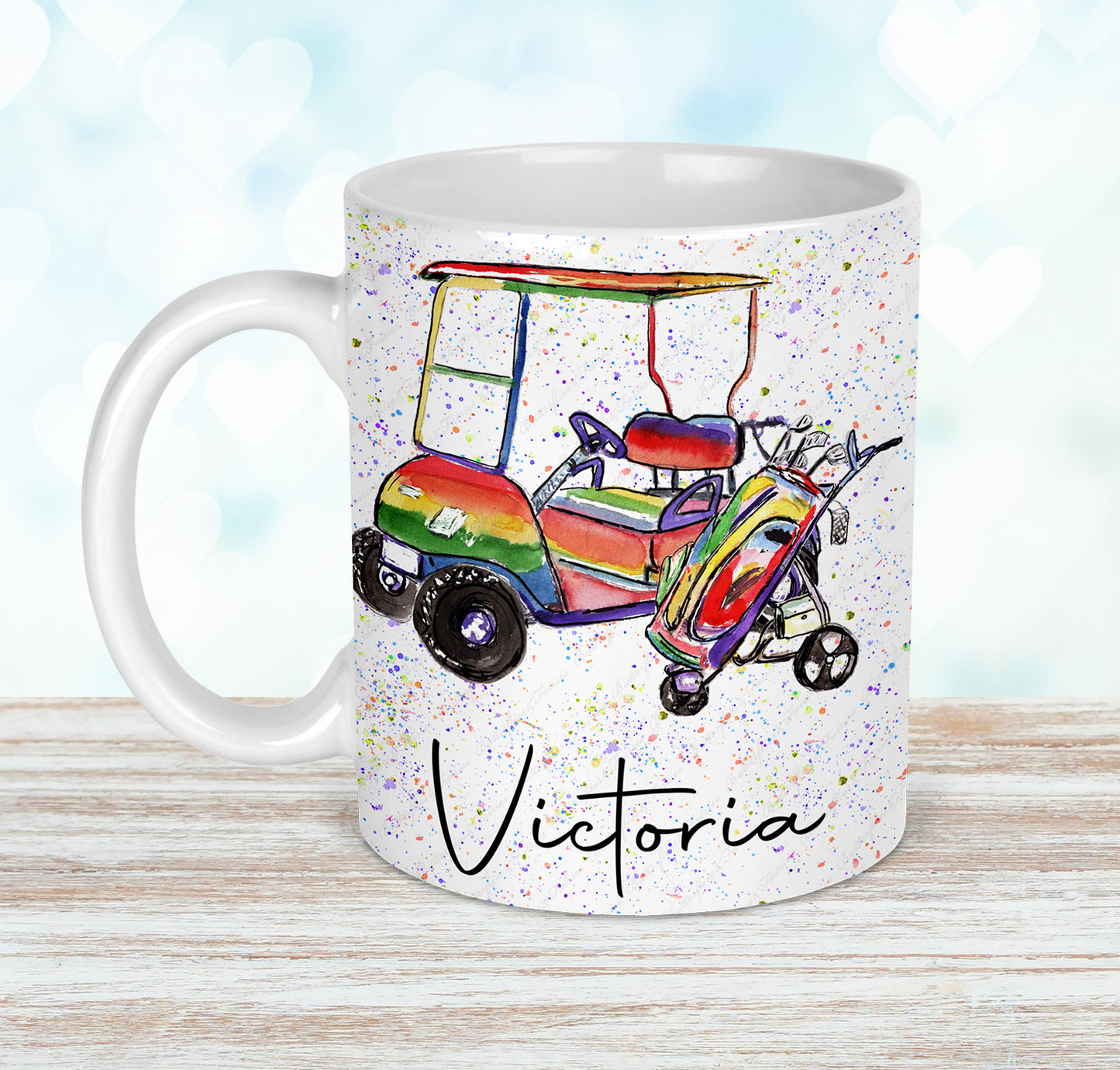 Personalised Watercolour Golf Mug and Coaster Set