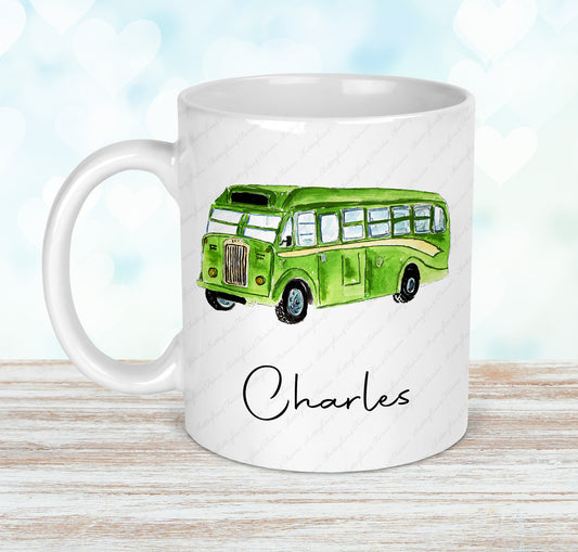 Personalised Bus Mug and Coaster Set
