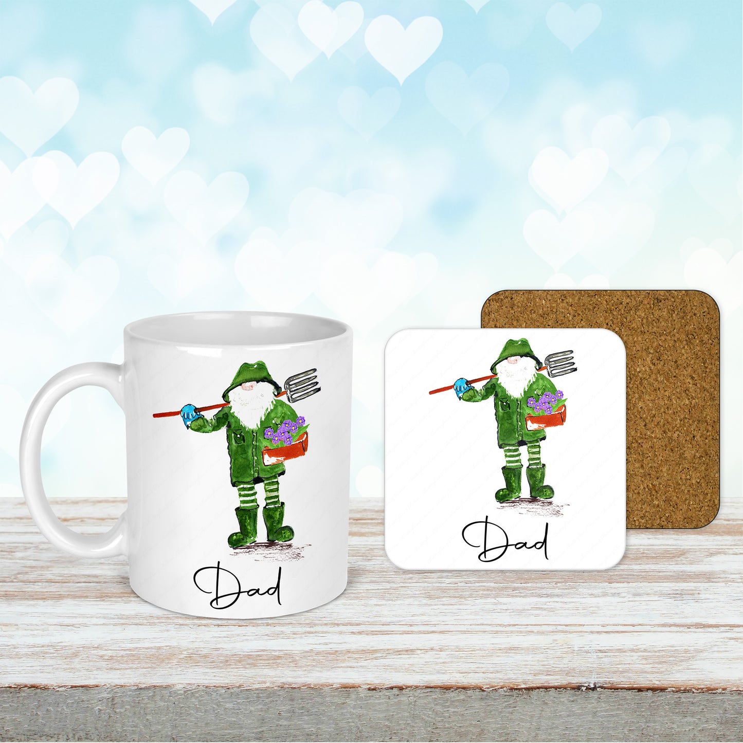 Watercolour Gardening Mug and Coaster Set For Him