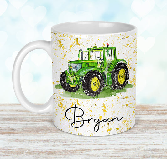 Personalised Tractor Mug and Coaster Set