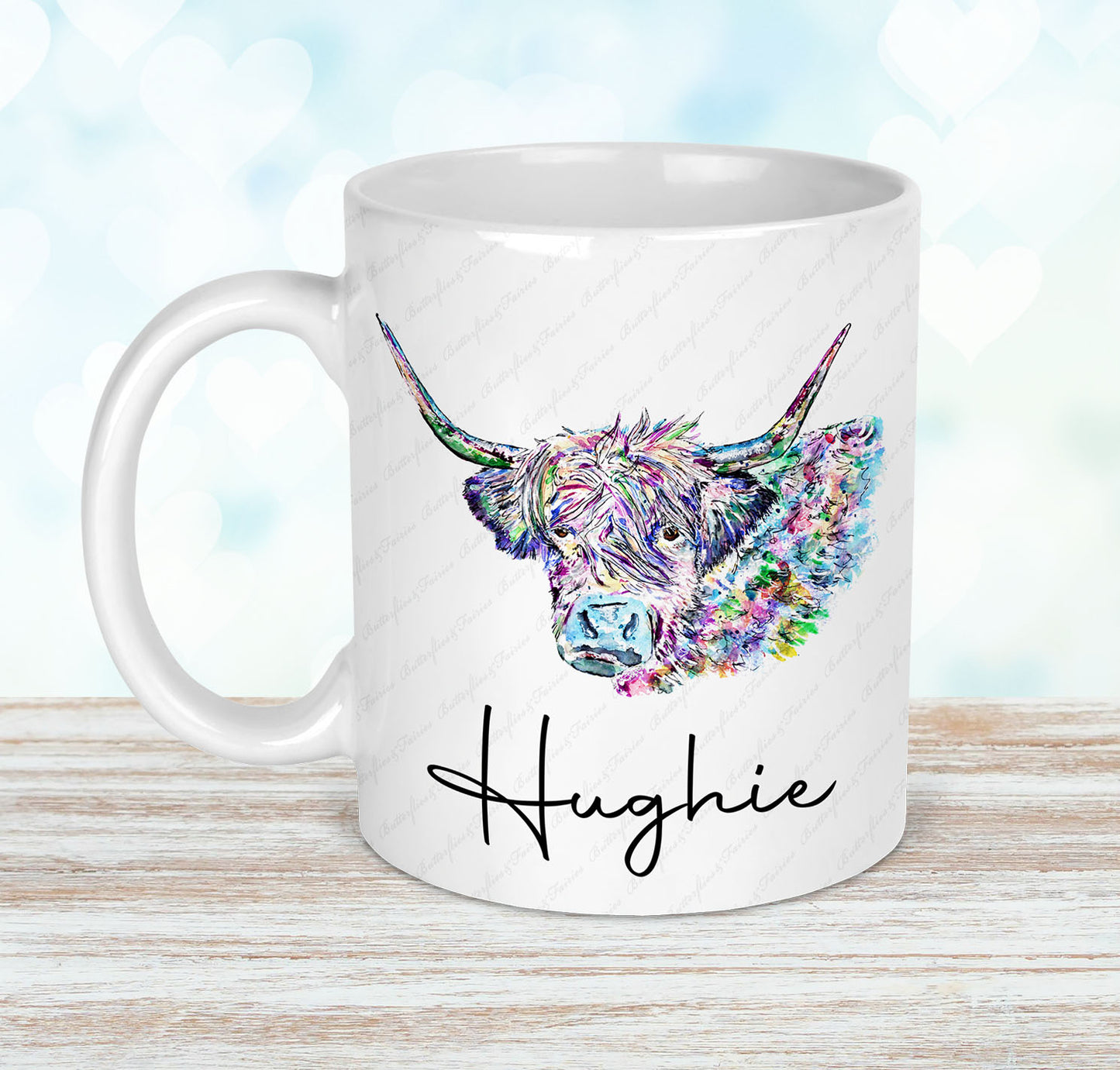 Personalised Highland Cow Mug and Coaster Set